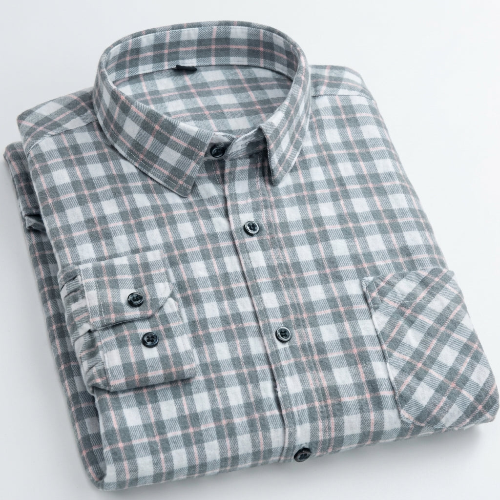 Matthew | Men's Plaid Long-Sleeve Button-Down Shirt