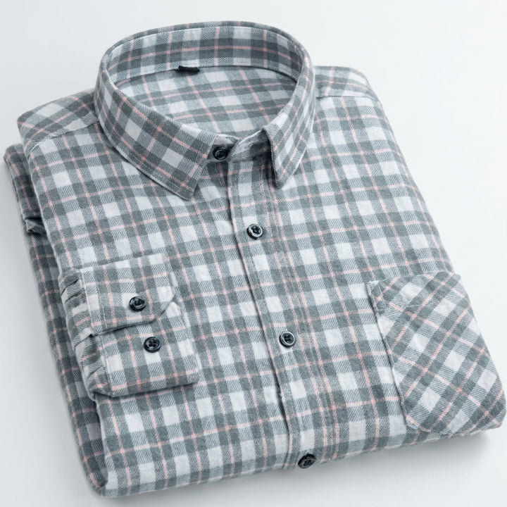 Matthew | Men's Plaid Long-Sleeve Button-Down Shirt