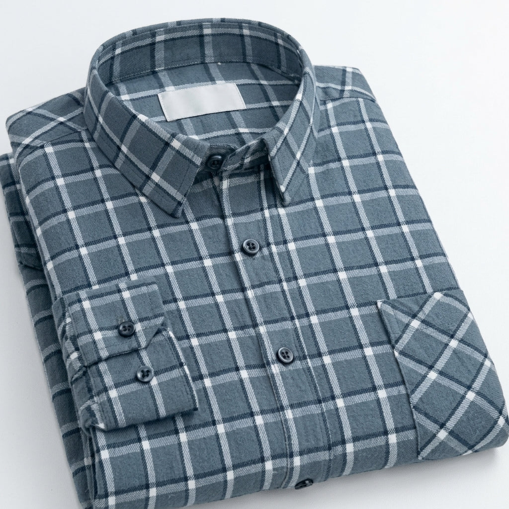 Matthew | Men's Plaid Long-Sleeve Button-Down Shirt