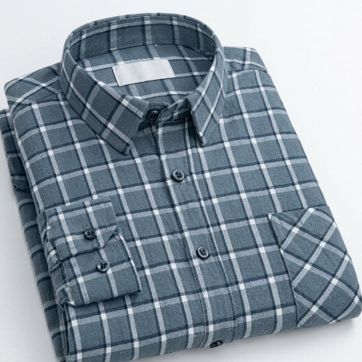 Matthew | Men's Plaid Long-Sleeve Button-Down Shirt
