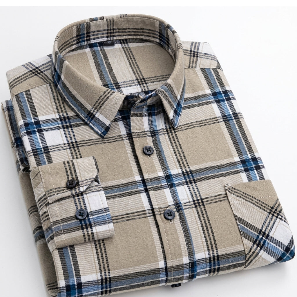 Matthew | Men's Plaid Long-Sleeve Button-Down Shirt