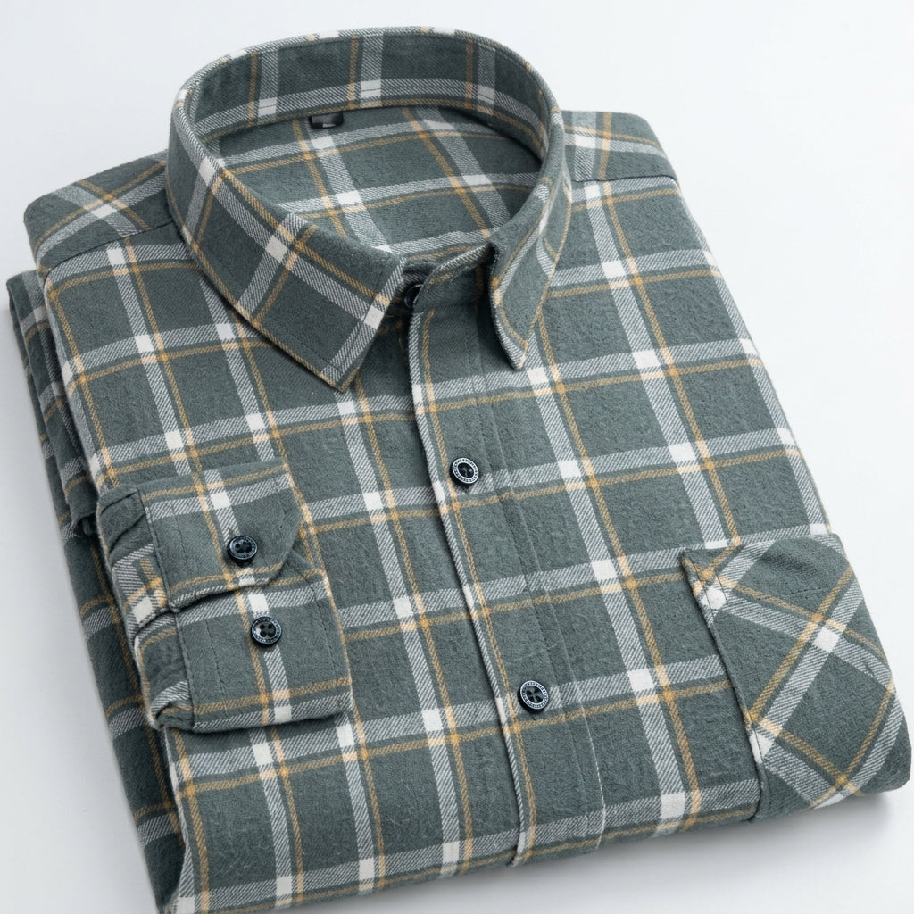 Matthew | Men's Plaid Long-Sleeve Button-Down Shirt