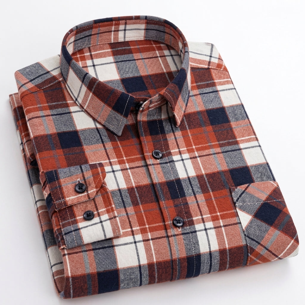 Matthew | Men's Plaid Long-Sleeve Button-Down Shirt