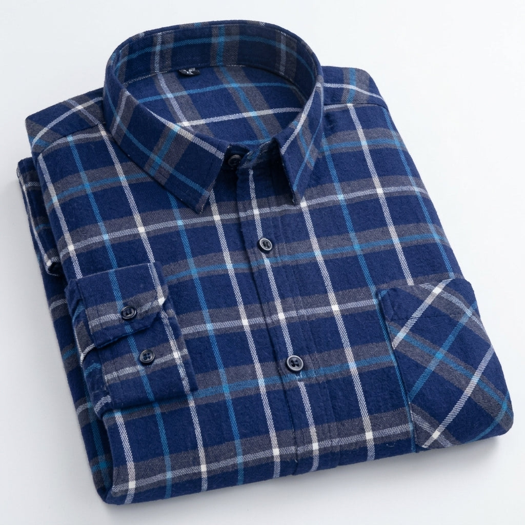 Matthew | Men's Plaid Long-Sleeve Button-Down Shirt