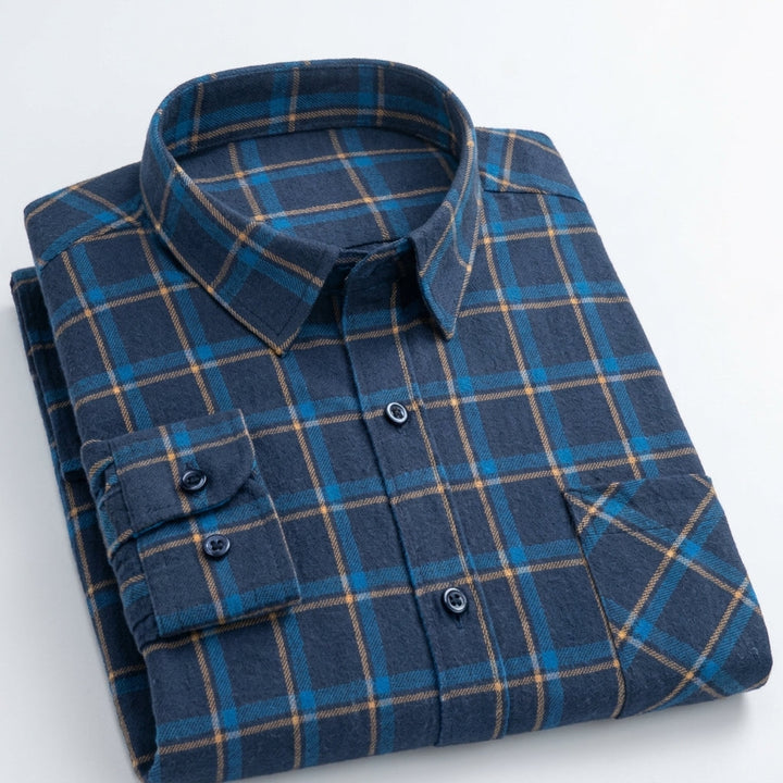 Matthew | Men's Plaid Long-Sleeve Button-Down Shirt