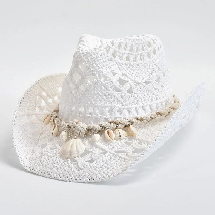 Aurelin | Women's Flexible-Brim Sun Hat with Shell Trim and Adjustable Ribbon