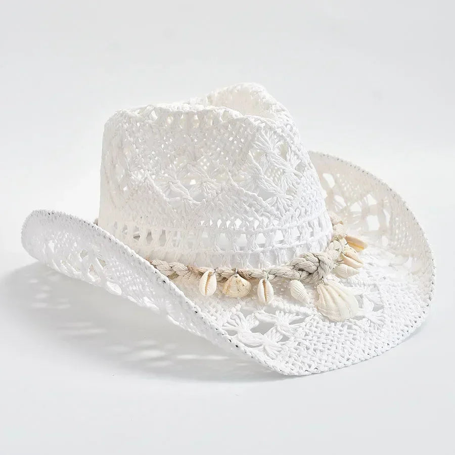 Aurelin | Women's Flexible-Brim Sun Hat with Shell Trim and Adjustable Ribbon