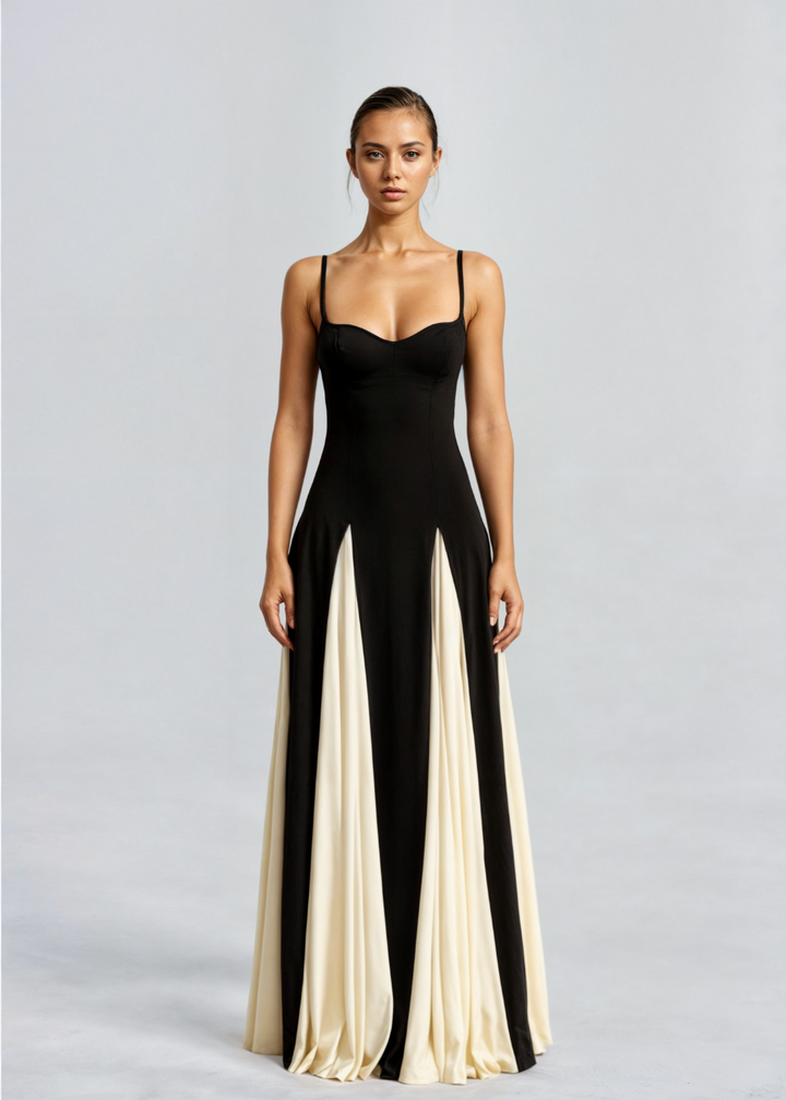 Alwen | Women's Fitted Sweetheart Neckline Maxi Dress with Flared Skirt