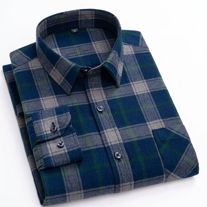 Matthew | Men's Plaid Long-Sleeve Button-Down Shirt