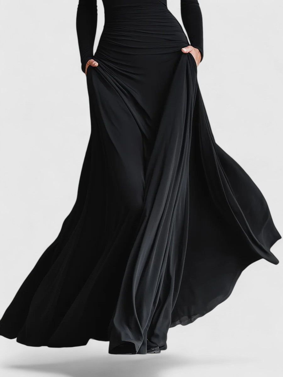 ADELE™ | Boat Neck Ruched Maxi Dress