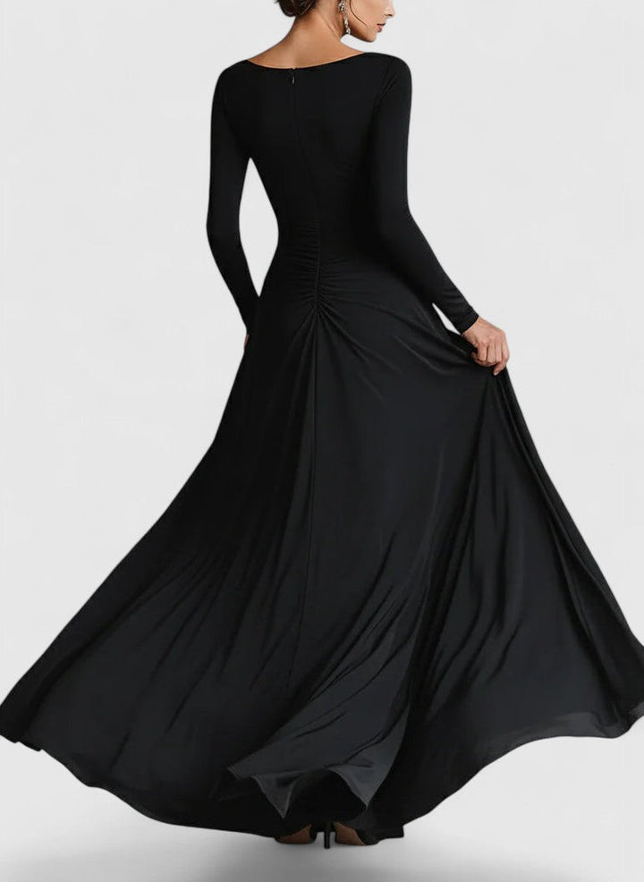 ADELE™ | Boat Neck Ruched Maxi Dress