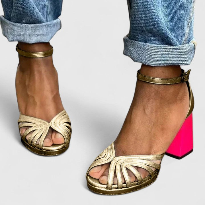 Noelyrah | Women's Open-Toe Heeled Sandals with Ankle Strap and Soft Footbed