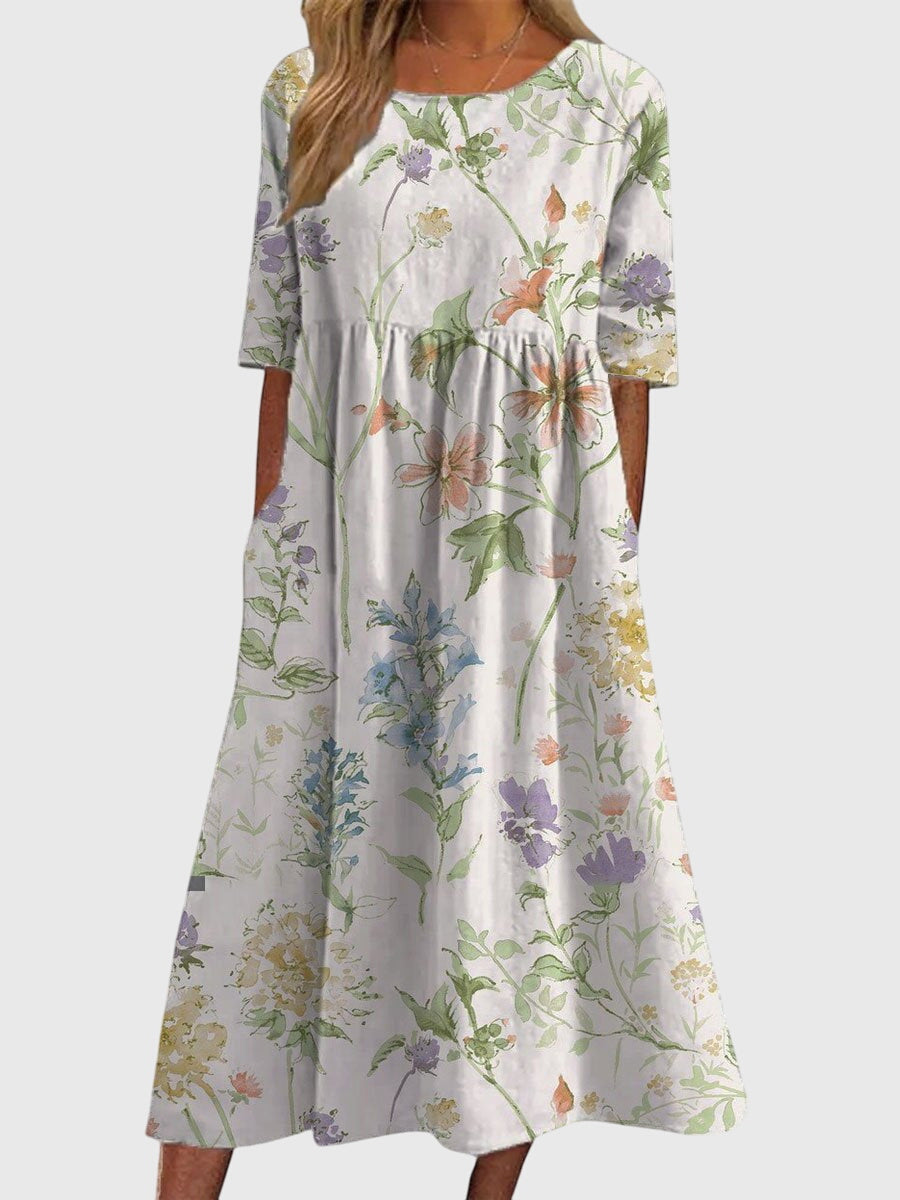 Djala | Women's Flowy Relaxed-Fit Dress with Delicate Embroidery