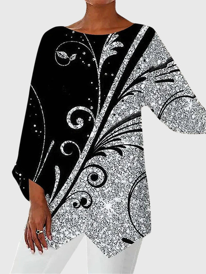 Alayah | Women's Relaxed-Fit Crew Neck Top with Printed Design