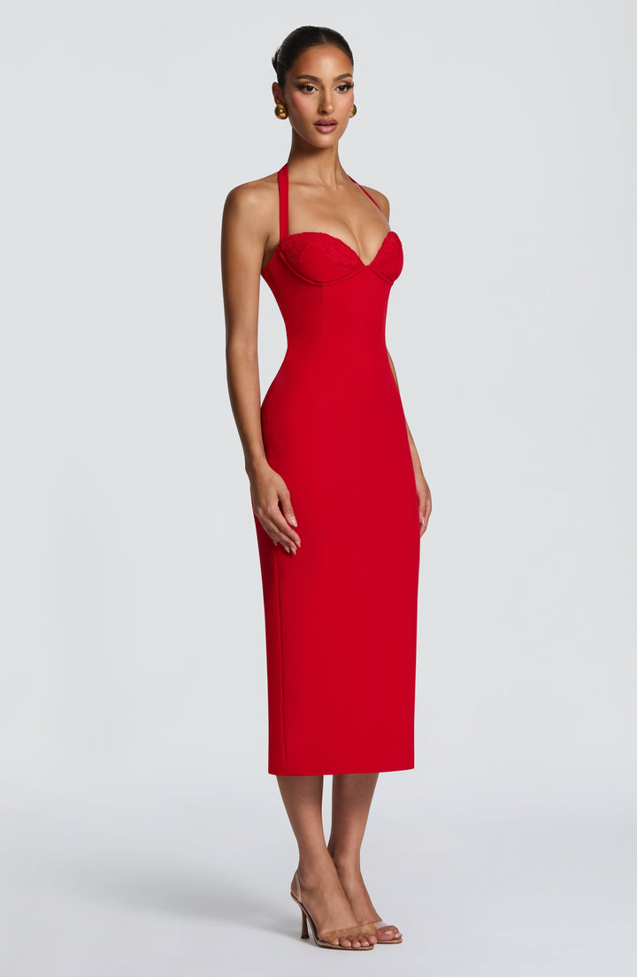 Cassia Midi Dress - Red