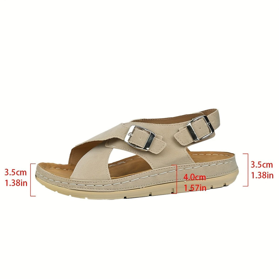 Charlotte | Women's Cushioned Cross-Strap Platform Sandals with Buckle Straps