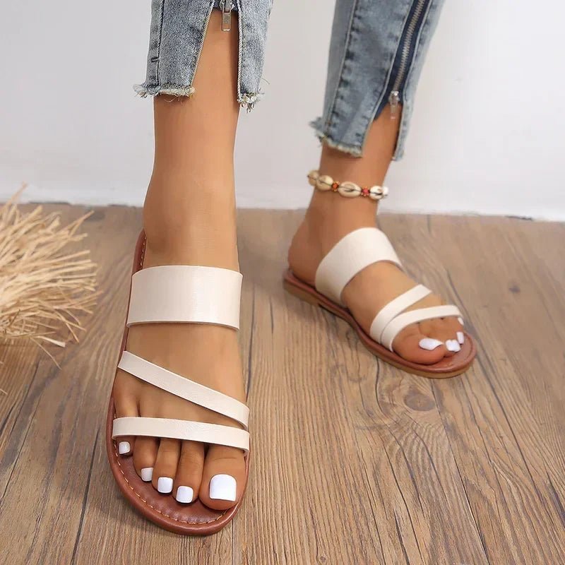 Camila | Women's Cushioned Flat Cross-Strap Sandals with Slip-On Fit