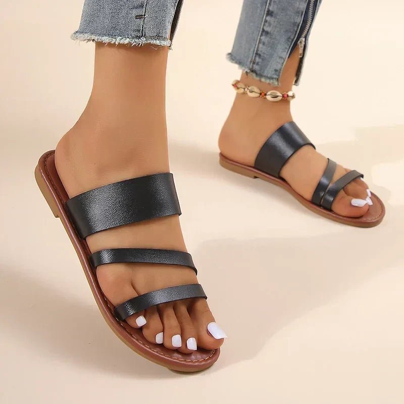 Camila | Women's Cushioned Flat Cross-Strap Sandals with Slip-On Fit