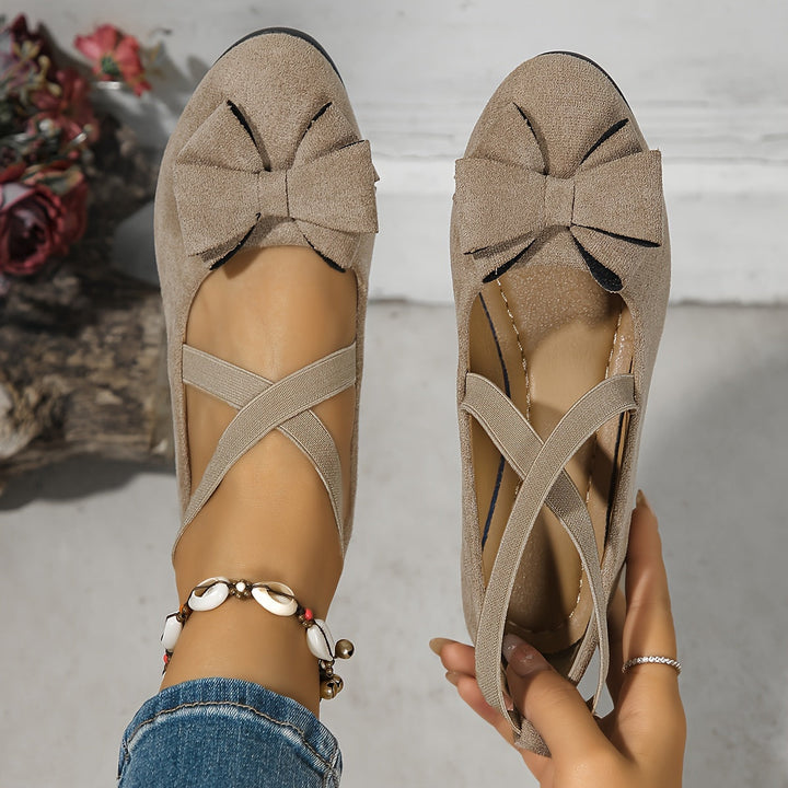 Krysa | Women's Crossed Elastic Band Flats with Wedge Sole and Soft Interior