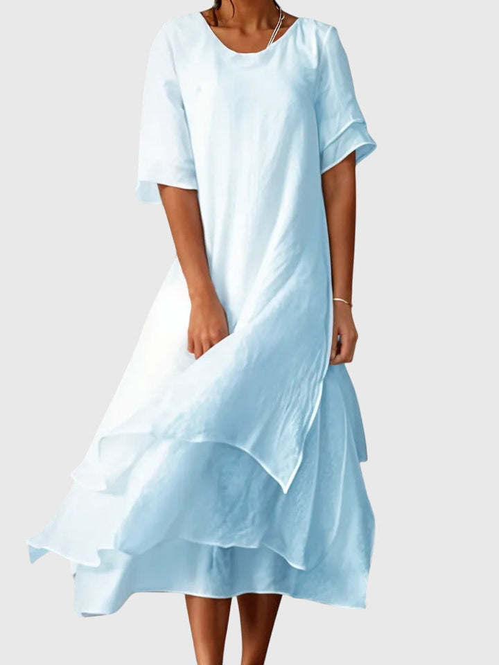 April | Women's Elegant Open-Neckline Dress With Fluid Cut