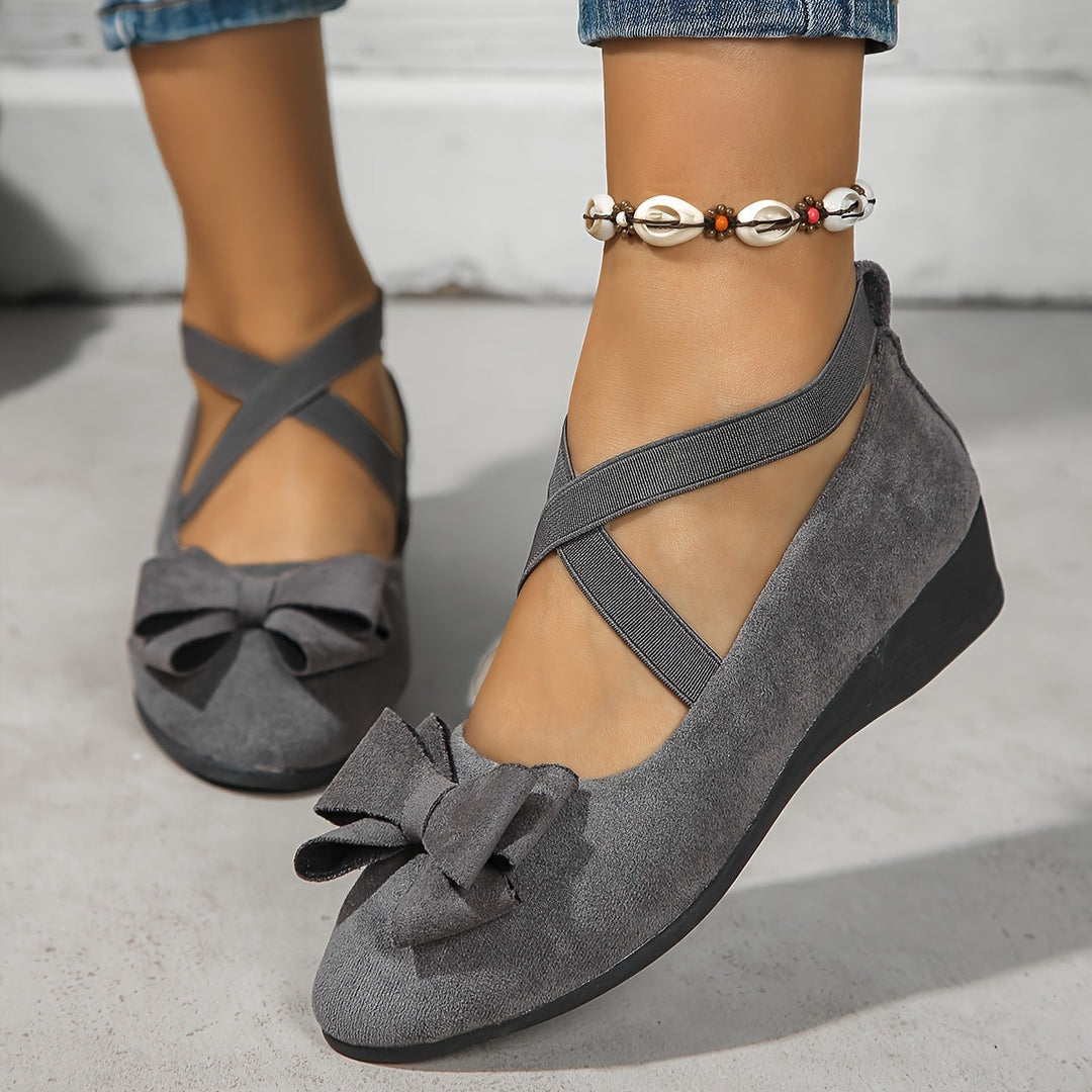 Krysa | Women's Crossed Elastic Band Flats with Wedge Sole and Soft Interior