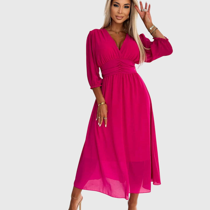 Chloe | Women's Lightweight Chiffon Dress with Draped Flattering Fit