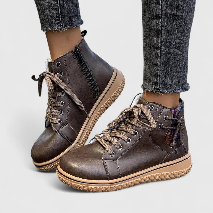 Nyrah | Women's Lace-Up Orthopedic Boots with Non-Slip Sole and Lined Interior