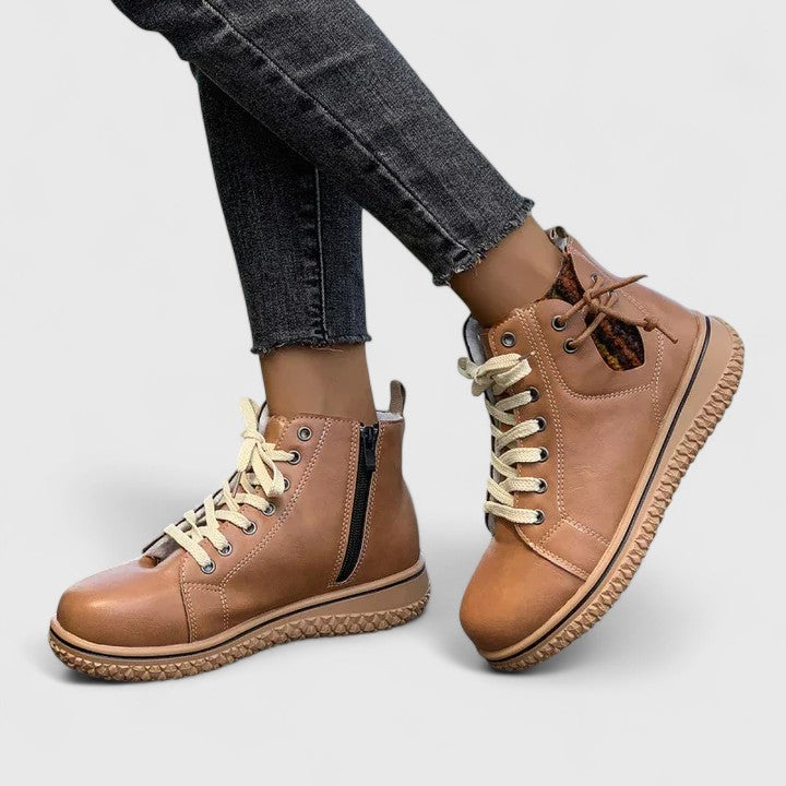 Nyrah | Women's Lace-Up Orthopedic Boots with Non-Slip Sole and Lined Interior