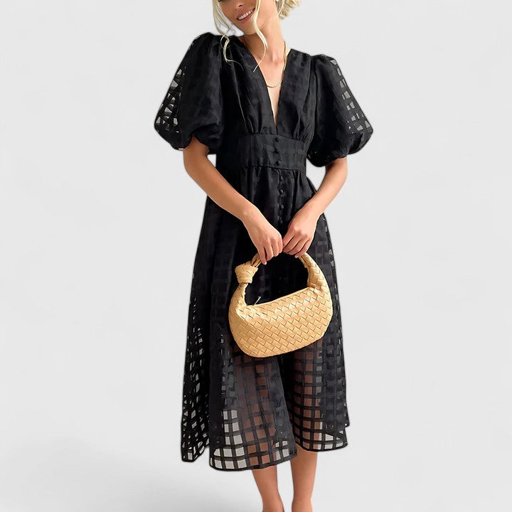 Elanqi | Women's Elegant Midi Dress for Day to Night Wear