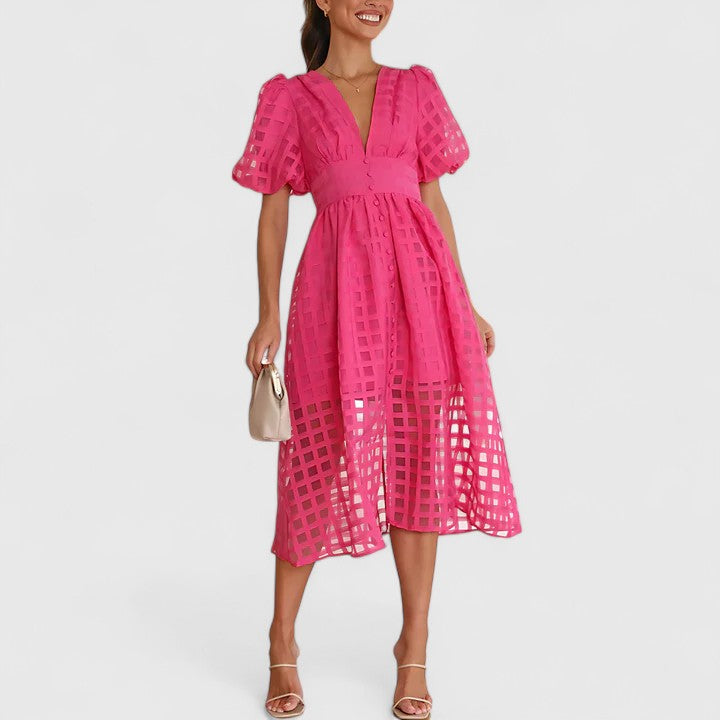 Elanqi | Women's Elegant Midi Dress for Day to Night Wear