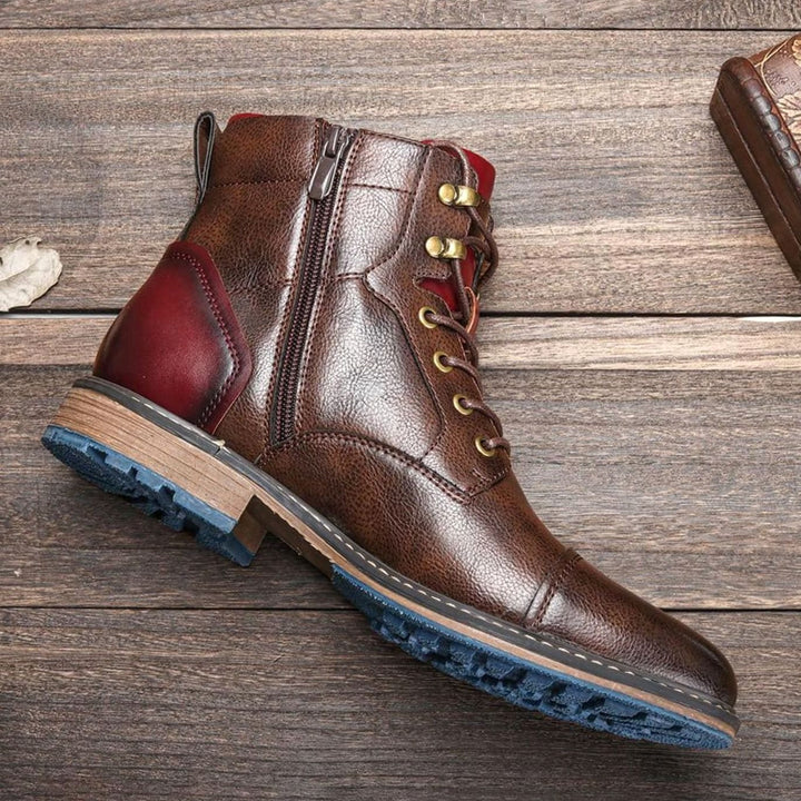Mason | Men's Cap-Toe Lace-Up Side-Zip Leather Ankle Boots