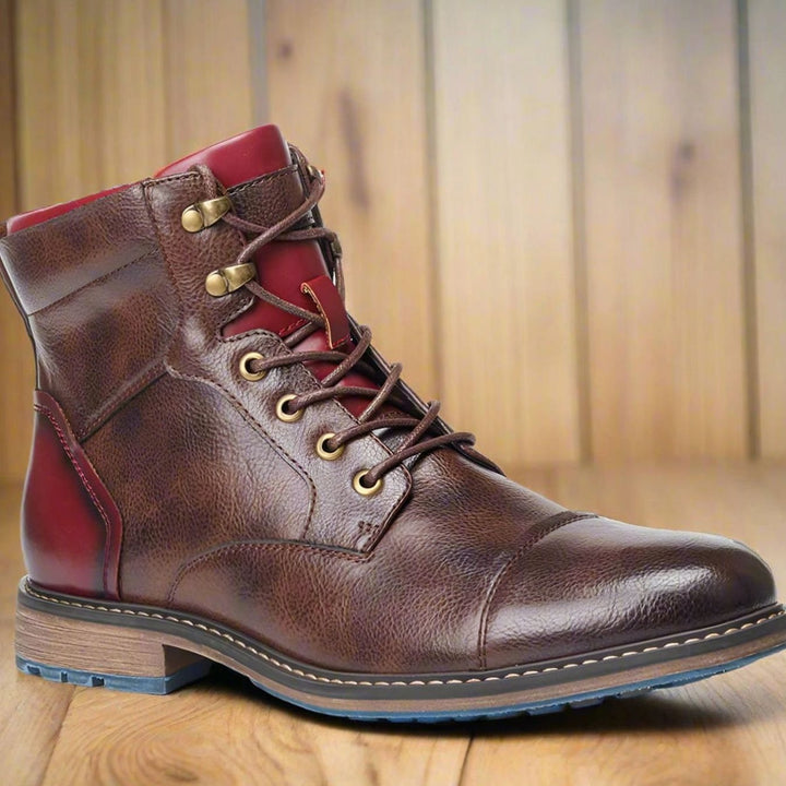 Mason | Men's Cap-Toe Lace-Up Side-Zip Leather Ankle Boots