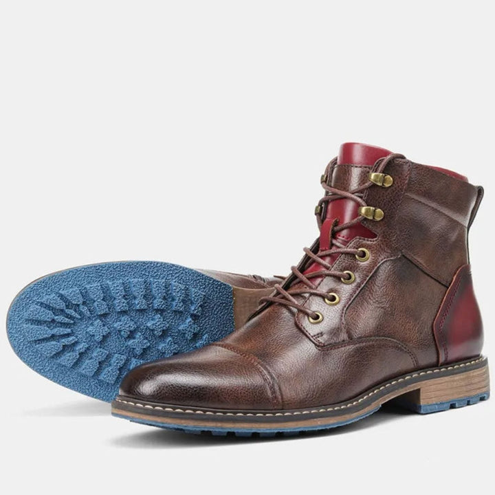 Mason | Men's Cap-Toe Lace-Up Side-Zip Leather Ankle Boots