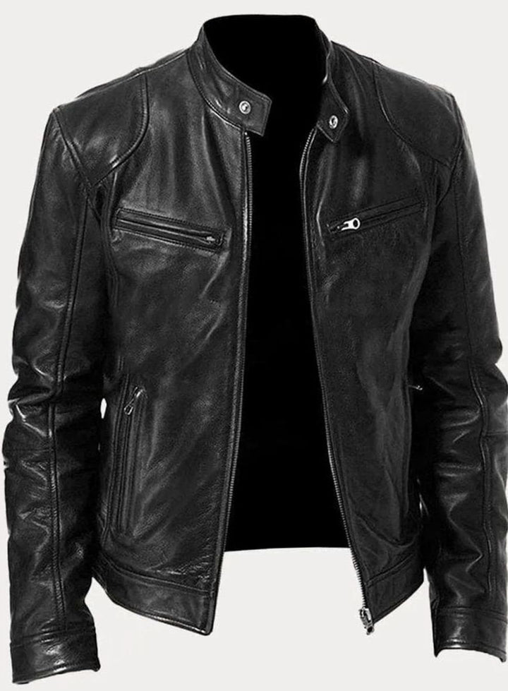 Sebastian | Men's Classic Slim-Fit Zip-Up Moto Style Jacket