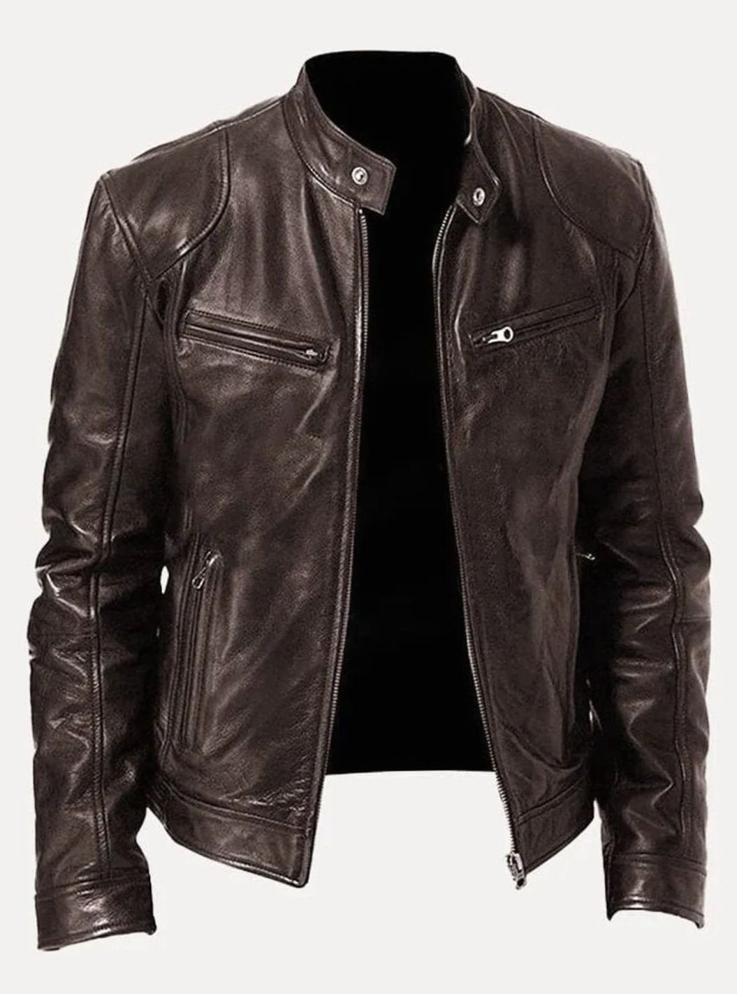 Sebastian | Men's Classic Slim-Fit Zip-Up Moto Style Jacket