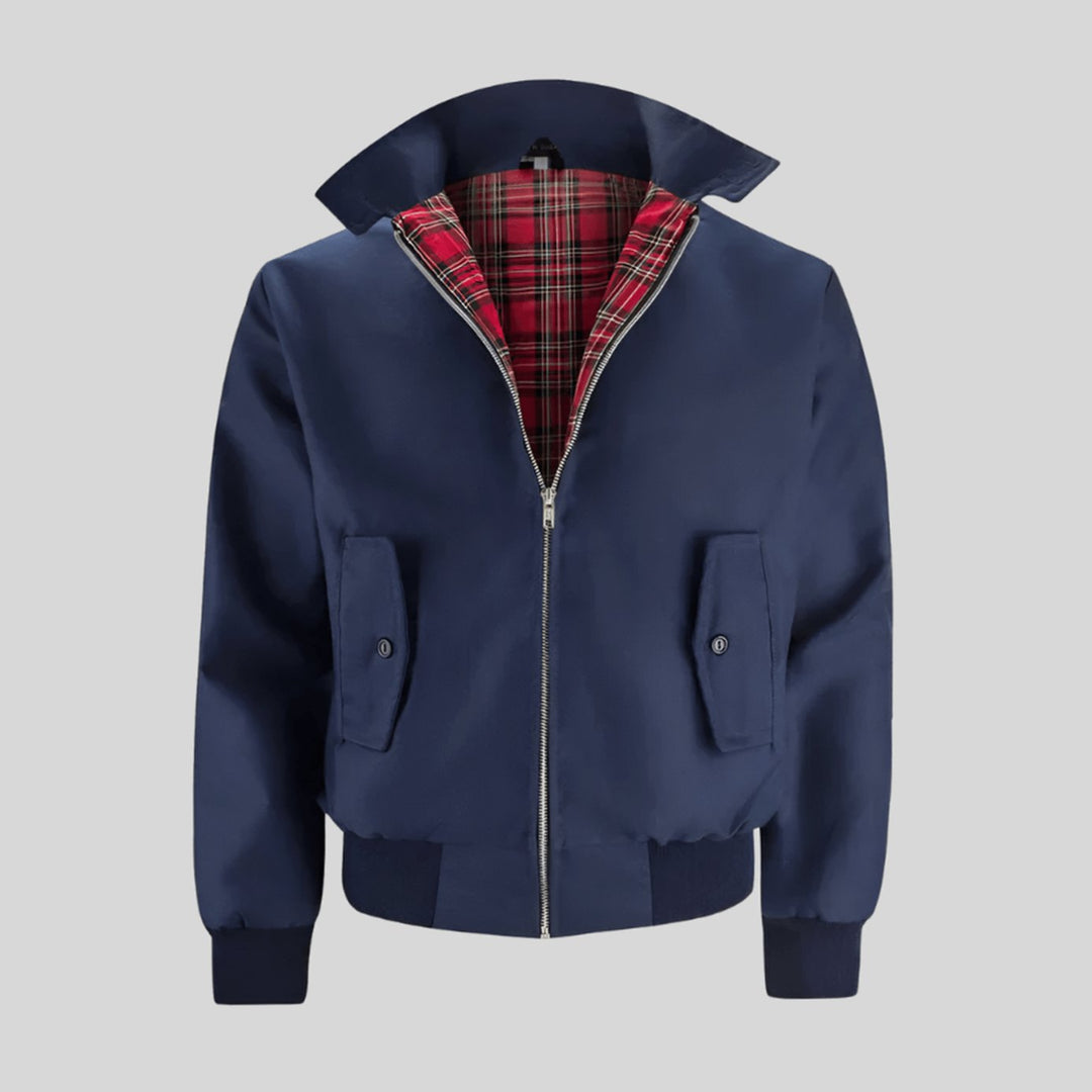 Jackson | Men's Classic Zip-Up Bomber Jacket Plaid Checked Lining Ribbed Cuffs