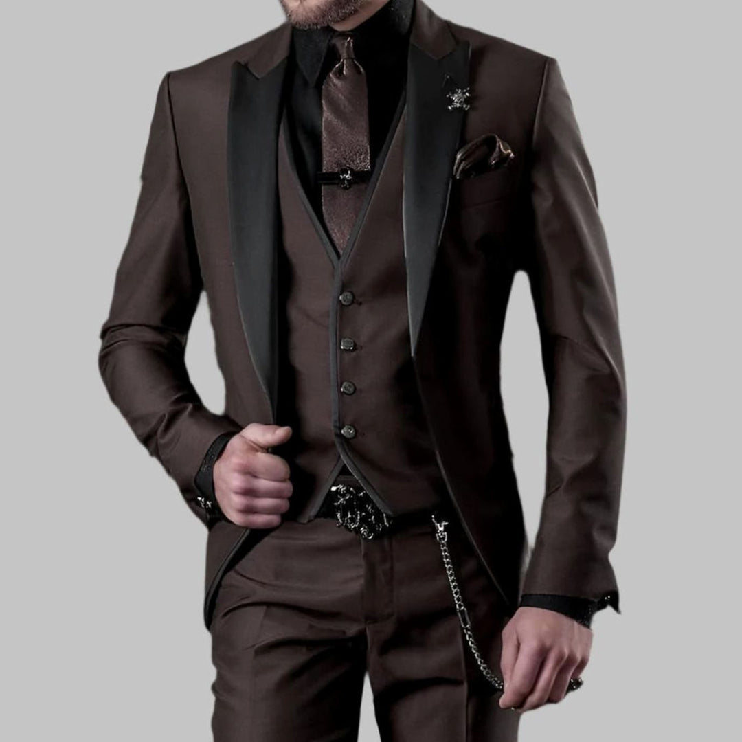 Jackson | Men's Luxury Three-Piece Contrast Lapel Wedding Suit Set