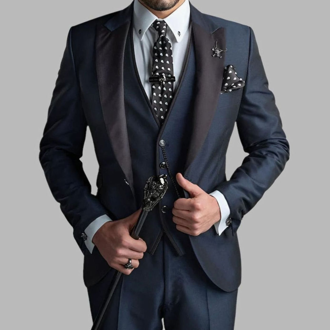 Jackson | Men's Luxury Three-Piece Contrast Lapel Wedding Suit Set