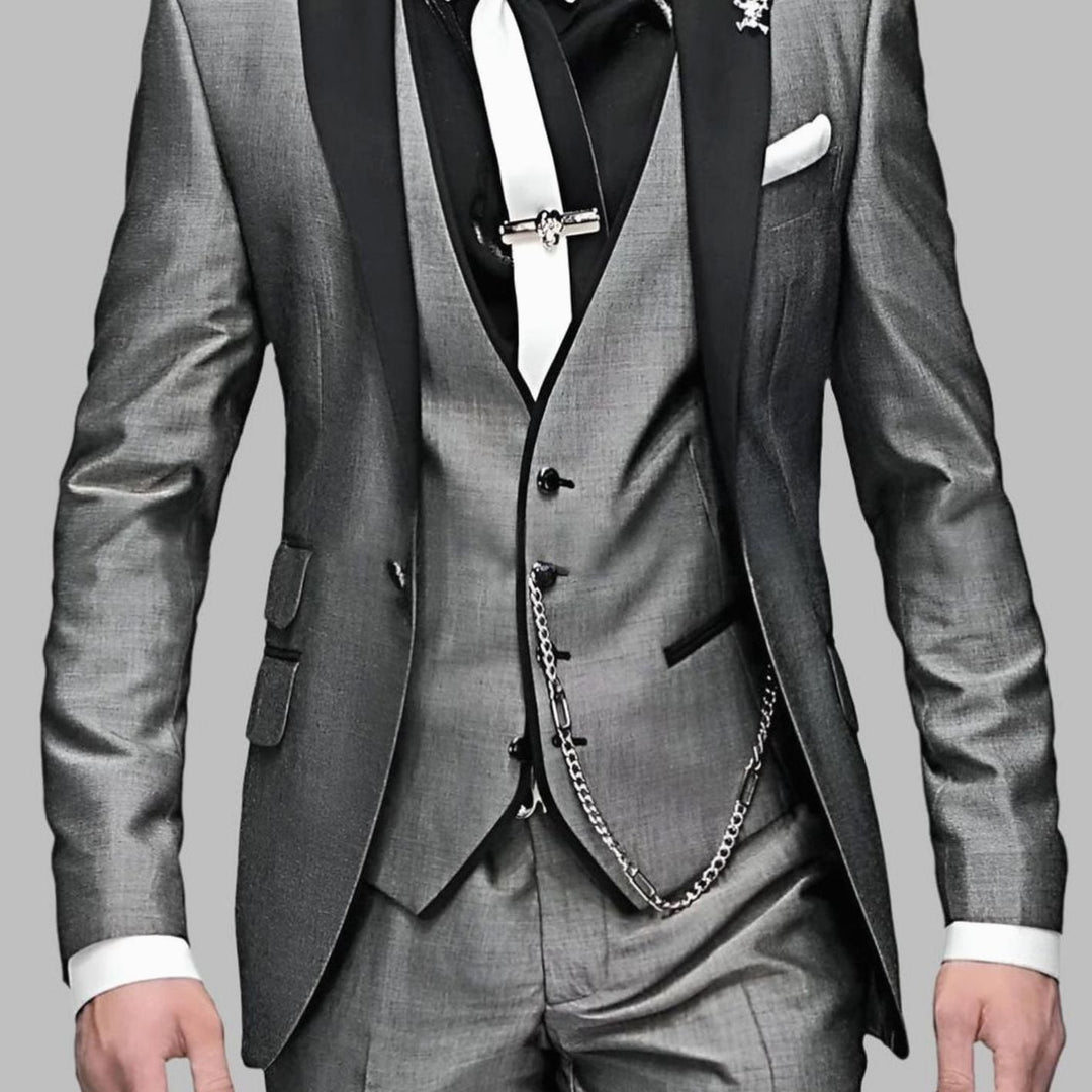 Jackson | Men's Luxury Three-Piece Contrast Lapel Wedding Suit Set