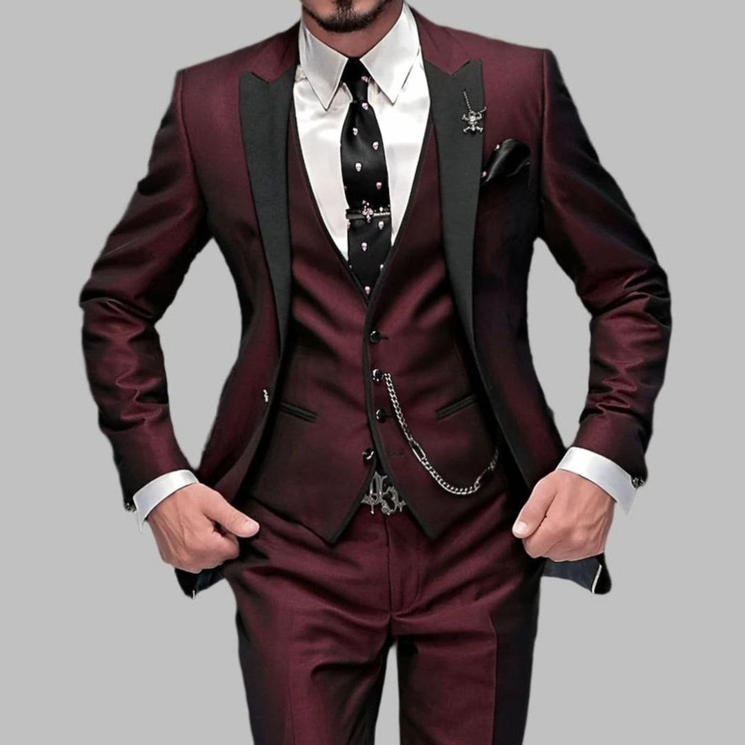 Jackson | Men's Luxury Three-Piece Contrast Lapel Wedding Suit Set