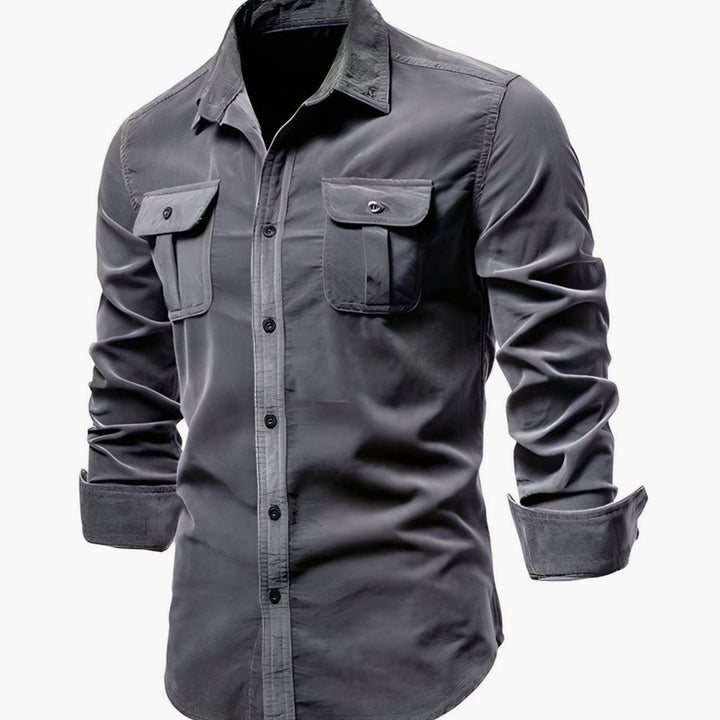 Oliver | Men's Military-Style Dual-Pocket Long Sleeve Shirt