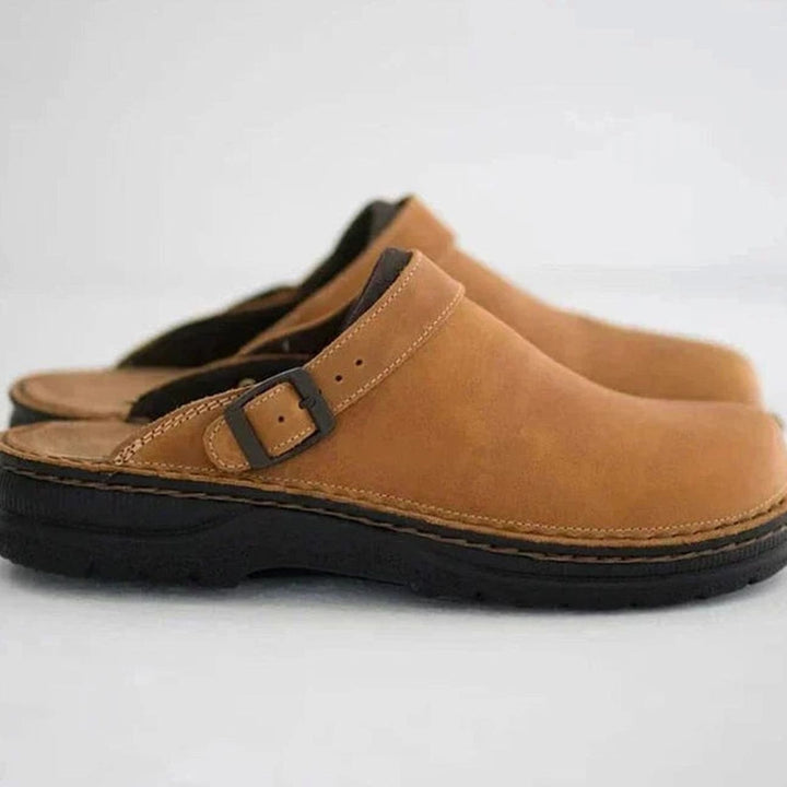Daniel | Men's Orthopedic Leather Buckle Slip-On Clogs