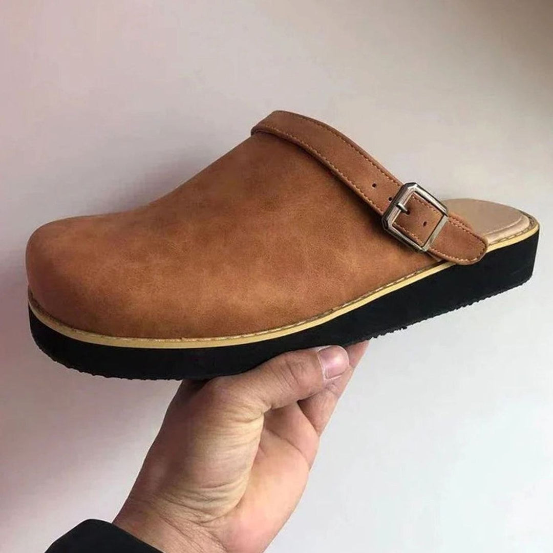 Daniel | Men's Orthopedic Leather Buckle Slip-On Clogs