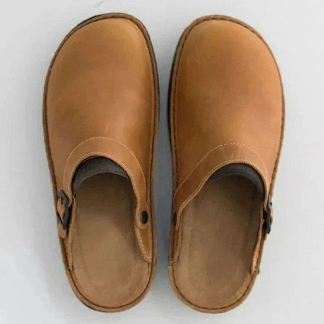 Daniel | Men's Orthopedic Leather Buckle Slip-On Clogs