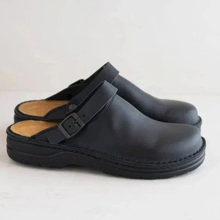 Daniel | Men's Orthopedic Leather Buckle Slip-On Clogs