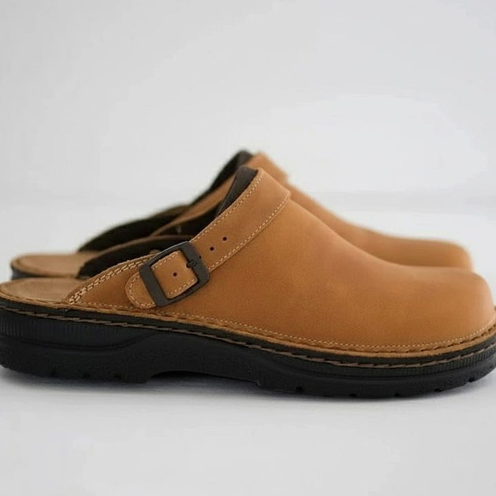Daniel | Men's Orthopedic Leather Buckle Slip-On Clogs