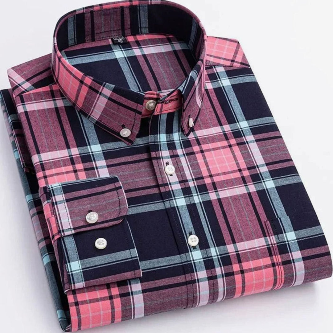 Matthew | Men's Plaid Long-Sleeve Button-Down Shirt