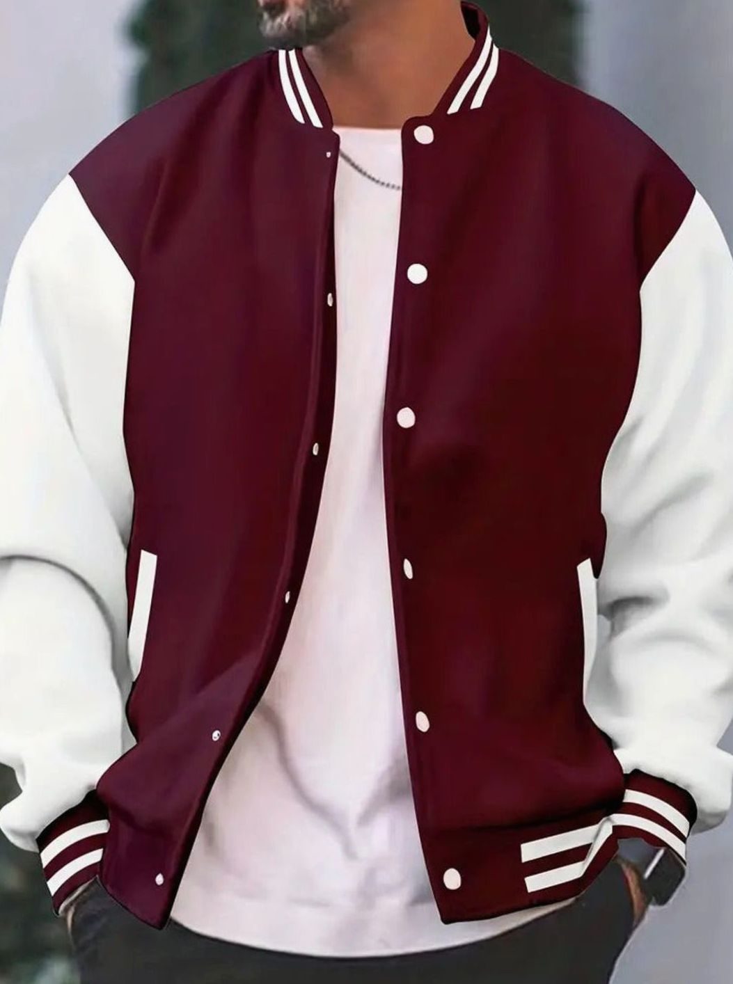 Oliver | Men's Retro Two-Tone Snap-Button Varsity Jacket