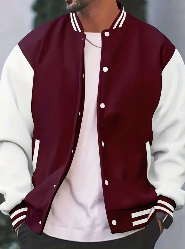 Oliver | Men's Retro Two-Tone Snap-Button Varsity Jacket