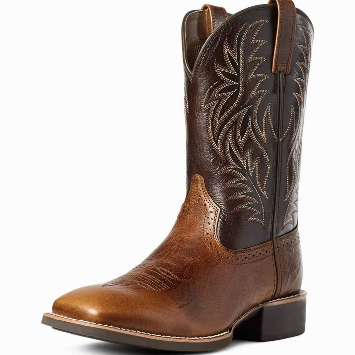 Samuel | Men's Western Embroidered Leather Cowboy Boots Square Toe